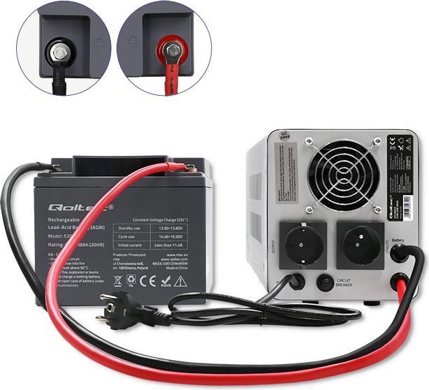 Produktbild Qoltec 50720 UPS 800VA 560W (800 VA, 560 W, Line-Interaktiv USV)