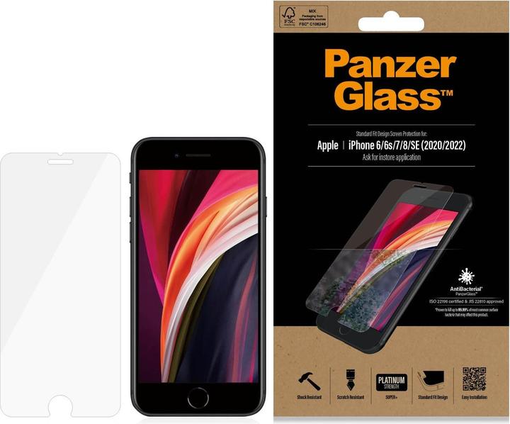 Immagine prodotto PanzerGlass vestibilità standard (1 Pezzo/i, Apple iPhone 6, Apple iPhone 6s, Apple iPhone 7, Apple iPhone 8, Apple iPhone SE (seconda generazione), Apple iPhone SE (terza generazione))