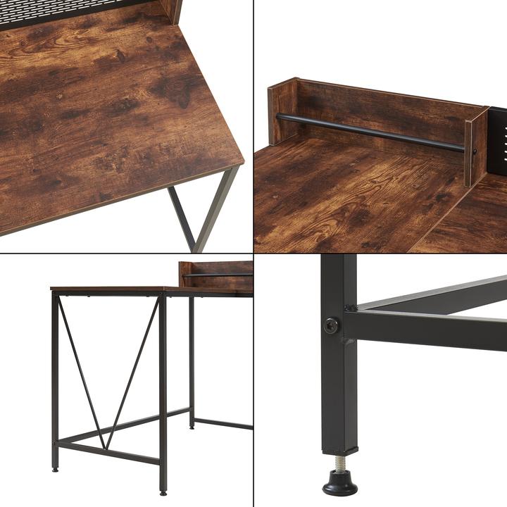 Actual product image En.Casa Schreibtisch Frelvepirg mit Rückwand L-förmig 165x110x75 cm Walnuss