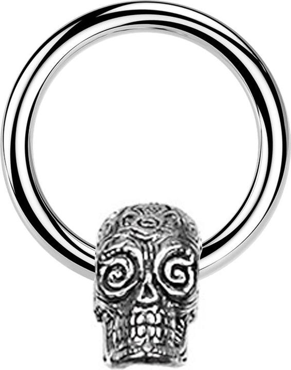 Produktbild Star Piercing Micro Closure Ring silber Tag der Toten Schädel silber (Messing, Chirurgenstahl 316L)