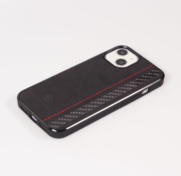 Image du produit Carbomile Coque alcantara et carbone avec surpiqûres rouges (Apple iPhone 13)