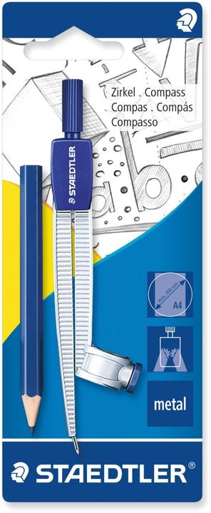 Image du produit Staedtler Noris 550 Compas d'écolier, 300 mm, 124 mm, argent, avec adaptateur universel, BK