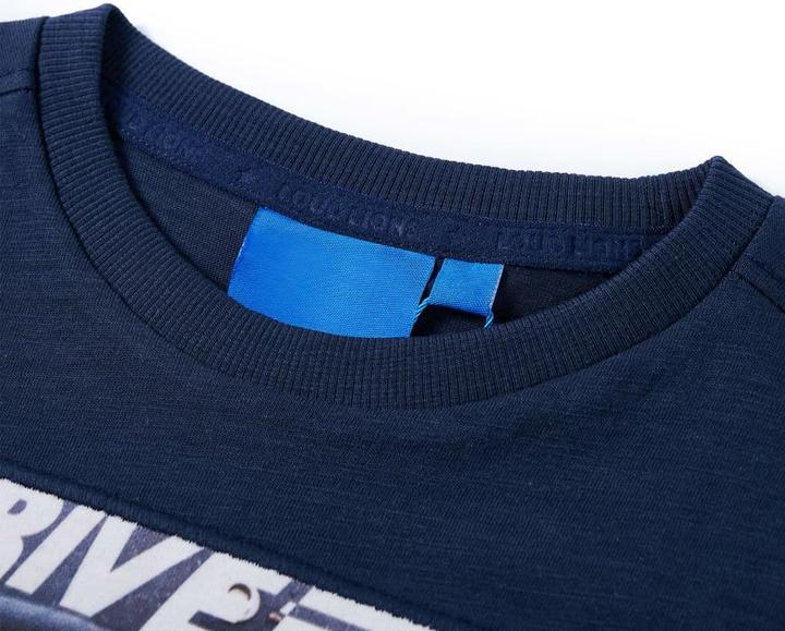 Actual product image VidaXL Children's long-sleeved shirt navy blue melange 116,Material: 100 (116)
