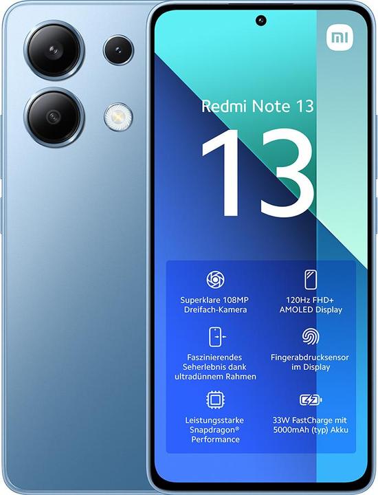 Actual product image Xiaomi Redmi Note 13 (256 GB, Ice Blue, 6.67", Hybrid Dual SIM, 108 Mpx, 4G)