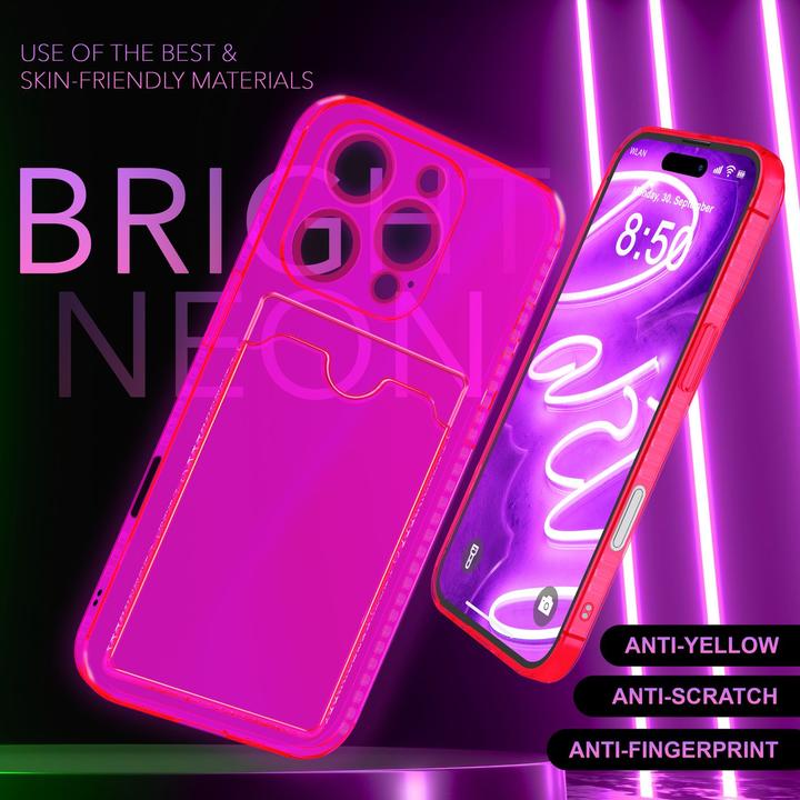 Produktbild Nalia Klar Transparente Neon Silikon Hülle Kartenhalter (Apple iPhone 16 Pro)