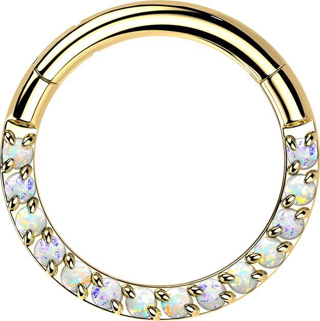 Immagine prodotto Star Piercing Anello a micro segmenti con cerniera placcata in oro opali bianchi (Titanio G23, senza ottone)