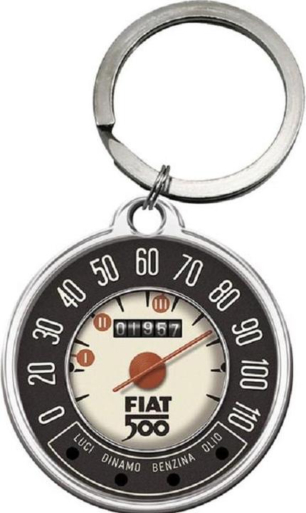 Actual product image Nostalgic-Art Merchandising Keyring Fiat 500 Ø 4 cm, Black/White