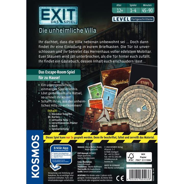 Actual product image Kosmos Exit - The creepy villa (German)