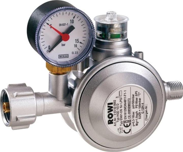 Rowi HGD1/2 Gas-Druckregler mit doppelter Überdrucksicherung