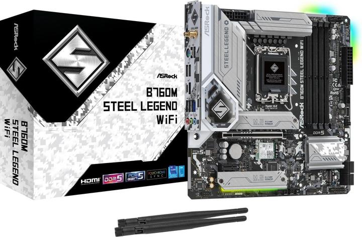 Actual product image AsRock B760M Steel Legend (LGA 1700, Intel ICH7, Intel ICH9R, mATX)