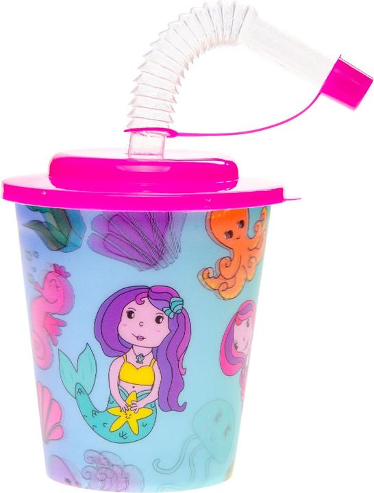 LG-Imports Mermaid cup with lid and straw, 12 pieces. (12 x)