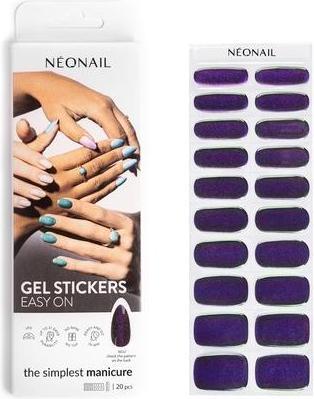 Actual product image Neonail UV Gel Stickers Easy On M02 Purple 15 Patterns Nail Stickers Nail Polish Strips Gel Nail Sti (Nail glue, Purple)