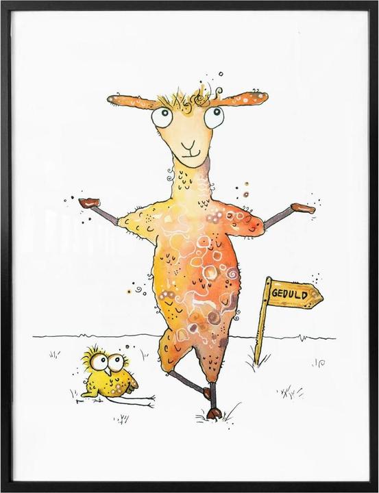 Image du produit Trenddeko Lama et oiseau (30 x 40 cm)