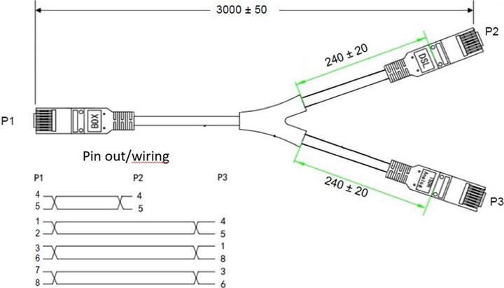Produktbild Goobay TAE Adapter 2 x RJ45-Stecker auf RJ45-Stecker (8P8C) /, TAE-F-Stecker, 2 x RJ45-Stecker, Schw