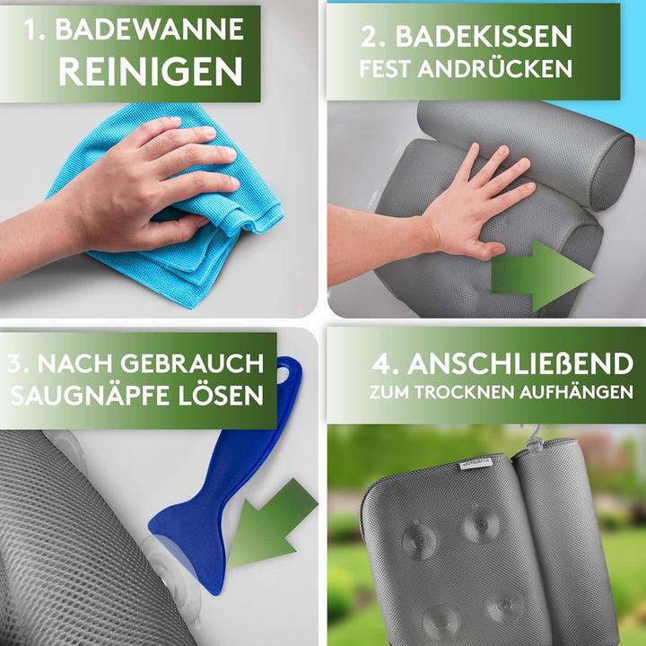 Produktbild Silverrack Badewannenkissen MEDIUM-WEICH - Nackenkissen für Badewanne mit Saugnäpfen als Badewannen-Zubehör