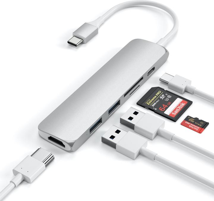 Image du produit Satechi USB-C Slim Multiport V2 (USB-C, 6 Ports)