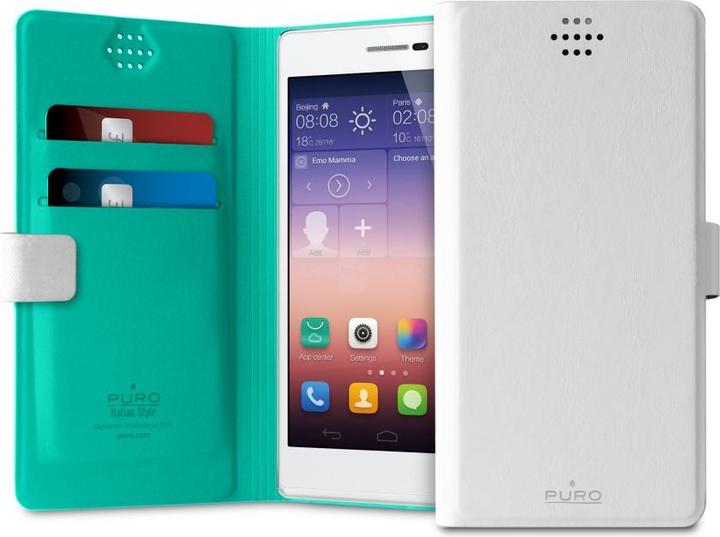 Image du produit Puro Uniwallet Bi-Color - Étui universel pivotant à 360 ° avec fentes pour cartes, dydis XXL (balta) (Universel)