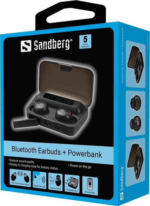 Actual product image Sandberg Bluetooth Earbuds + Powerbank (No noise cancelling, 6 h, Wireless)