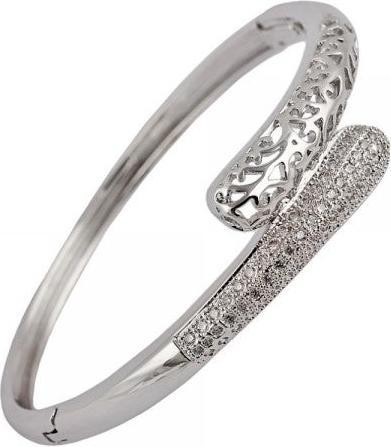 Hermex LUXUS mit Platin veredelt Armreifen Armband Charms Zirkonia - Platin (Kupfer-Nickellegierung)