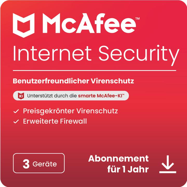 Produktbild McAfee Internet Security - 3 Geräte (3 User, 3 Geräte/User, 12 Monate)