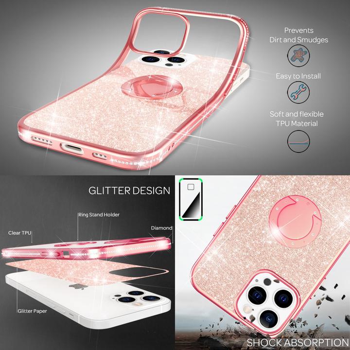 Produktbild Nalia Ring Glitzer Silikon Hülle (Apple iPhone 13 Pro)