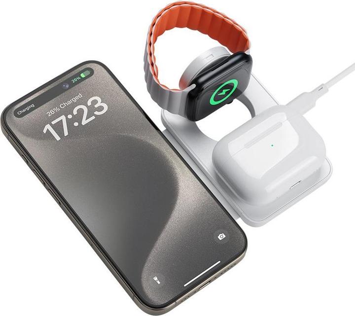 Actual product image Benks W12 3 in 1 foldable wireless charger - White (15 W)