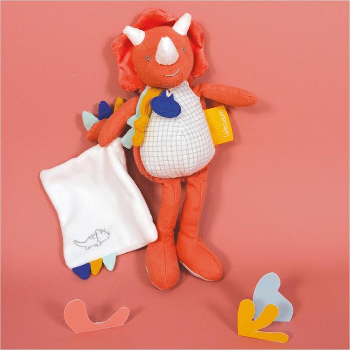 Actual product image Doudou et Compagnie Dino Lou with cuddle cloth 25cm