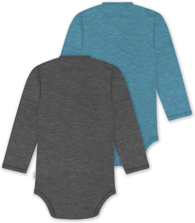 Actual product image Normani 2-pack organic long-sleeved merino wool baby bodysuit for boy and girl - 9353 (80)