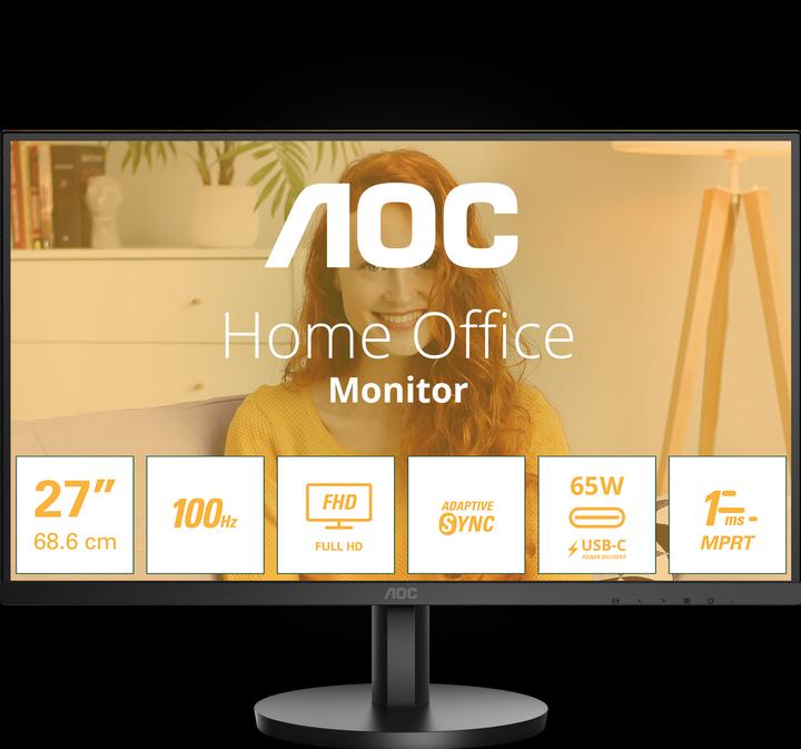 Actual product image AOC 27B3CA2 IPS Monitor,,, 4ms, 1x HDMI, 1x USB-C, 2x USB 3.2, speakers (1920 x 1080 pixels, 27")