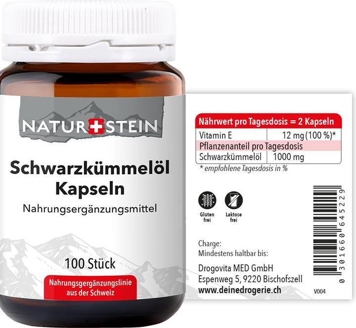 Produktbild Naturstein Schwarzkümmelöl (100 Stück, Kapseln, 173 g)