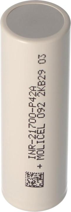 Actual product image Molicel Battery INR21700-P42A 45A, unprotected, flat top (4200 mAh)