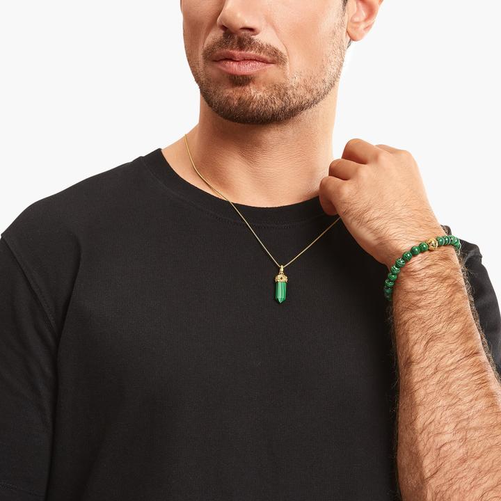 Produktbild Thomas Sabo Beads-Armband aus grünen Steinen vergoldet (19 cm, 750 Gelbgold Vergoldung, 925 Sterlingsilber)