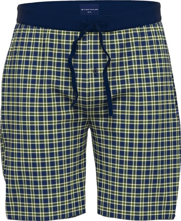 Tom Tailor kurze Herren Schlafhose Bermuda mit Eingriff Knopf Bindeband kariert (56)