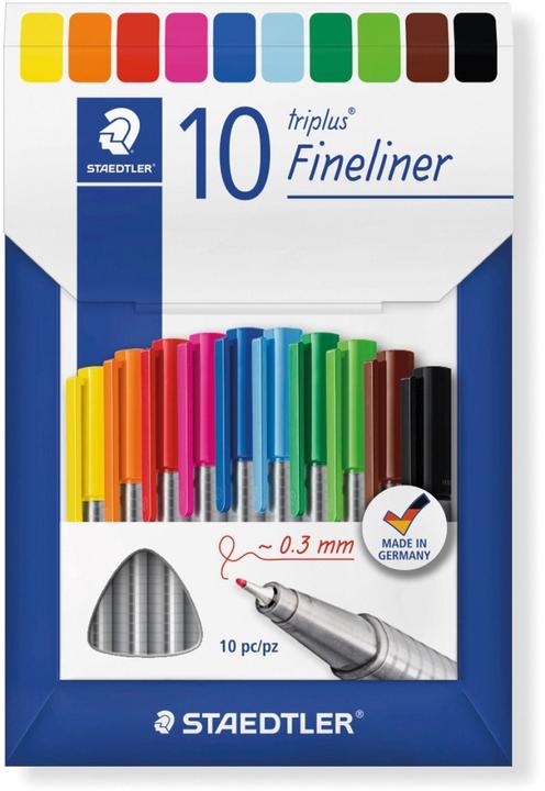 Produktbild Staedtler triplus fineliner 334 Dreikantiger Fineliner Kartonetui mit 10 Stück, sortiert (10 Farben, 10 x)