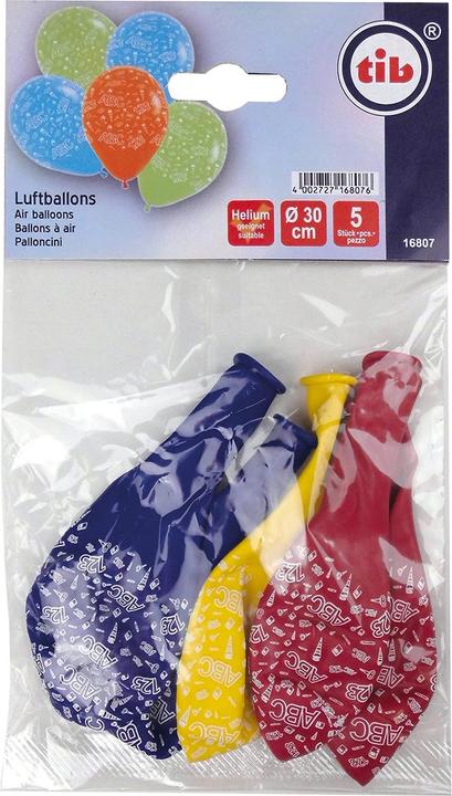 Tib Luftballon Schulanfang 5 Stück mehrfarbig (5 x)