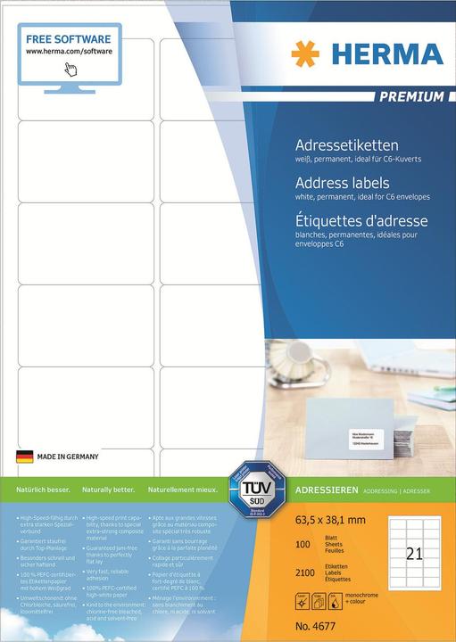Actual product image HERMA Address labels A4