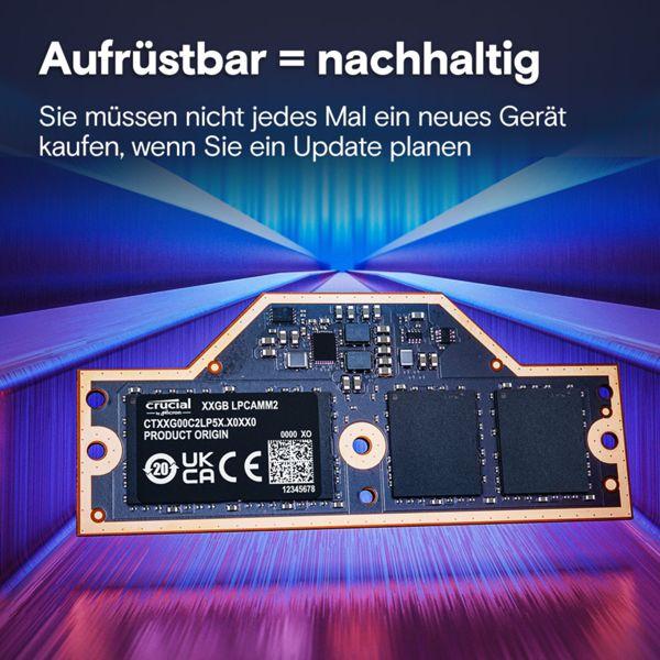 Actual product image Crucial LPCAMM2 LPDDR5X 32GB Memory (3750 MHz, LPDDR5-RAM, LPCAMM2)