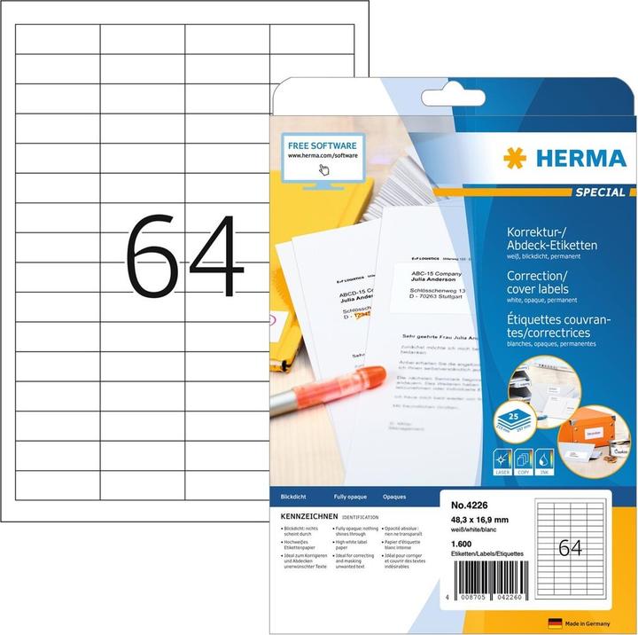 Actual product image HERMA A4 removable labels