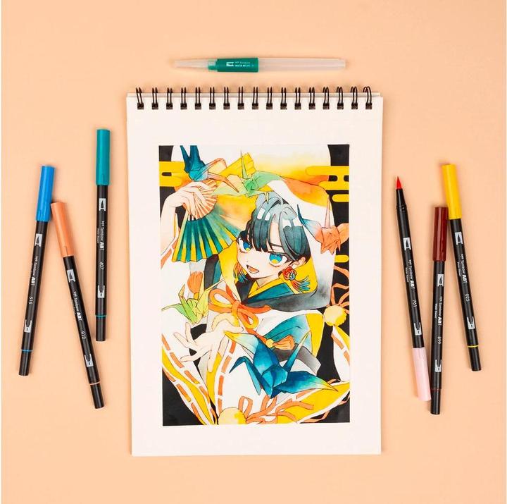Produktbild Tombow Dual Brush Pen Etui (Ultramarine, Brown, Red, Sea Green, Chartreuse, Light Apricot, 6 x)