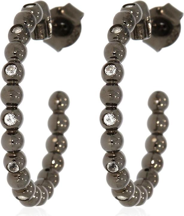 Xen Steckcreolen mit Weisstopas ca. 0,40 ct. Black Rhodium (925 Sterling Silber)