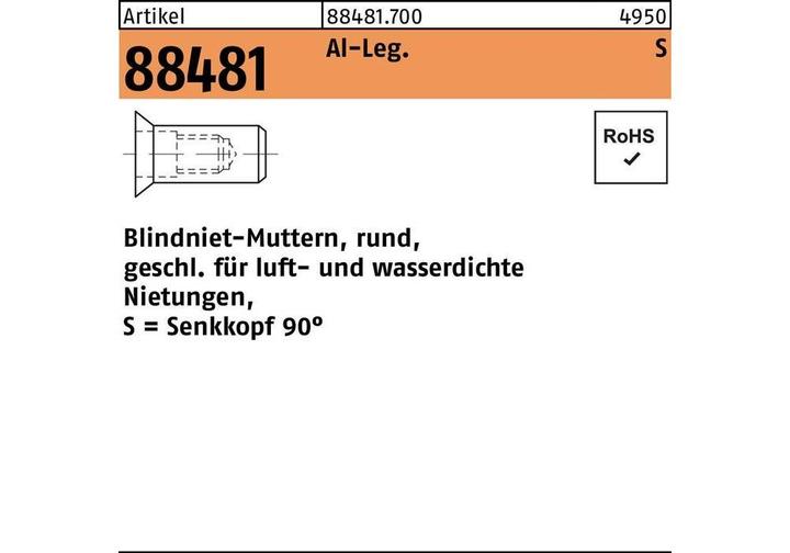 Produktbild Blindnietmutter R 88481 SEKO M 5 /1,5 -4,0 Aluminium