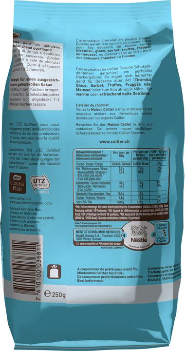 Image du produit Cailler Cuisine Chocolat en poudre (250 g)