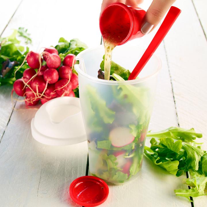 Produktbild Rosenstein & Söhne Salat-Becher mit Dressingbehälter & Gabel (0.70 l)