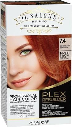 Il Salone Milano Plex Rebuilder Permanent Hair Color Cream 7.4 Copper Blonde Professional Hair Dye K (7.4)
