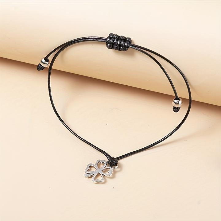 Image du produit PhoneLook Bracelet universel trèfle à 4 feuilles Make a Wish avec cordon en similicuir (Similicuir)