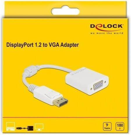 Produktbild Delock Adapter DisplayPort 1.2 Stecker zu VGA Buchse Passiv weiss (VGA, 15 cm)