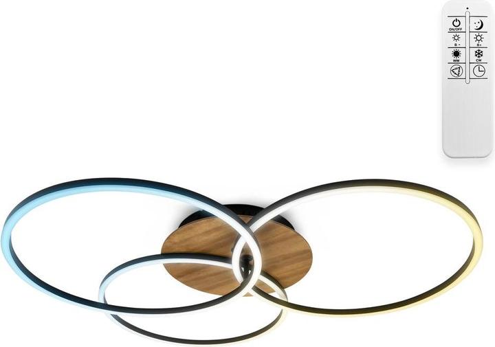 Produktbild B.K.Licht CCT-LED Deckenleuchte, Holz, schwarz, LED/42,5W (1500 lm)