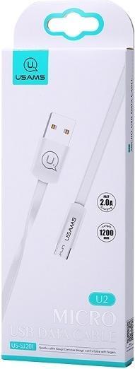 Actual product image Usams Cable płaski U2 microUSB 1.2m bialy/white SJ201MIC02 (US-SJ201) (1.20 m, USB 3.2 Gen 1)
