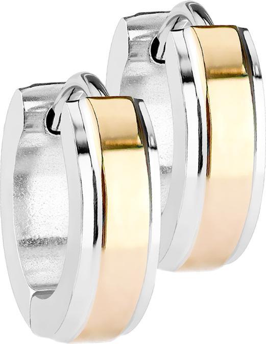 Star Piercing Ohrring zum Klappen silber mit rosegoldenem Streifen dünn (ohne Messing, Chirurgenstahl 316L)