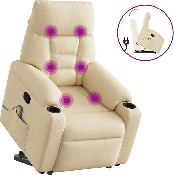 Immagine prodotto VidaXL Poltrona massaggiante con ausilio stand-up in tessuto crema